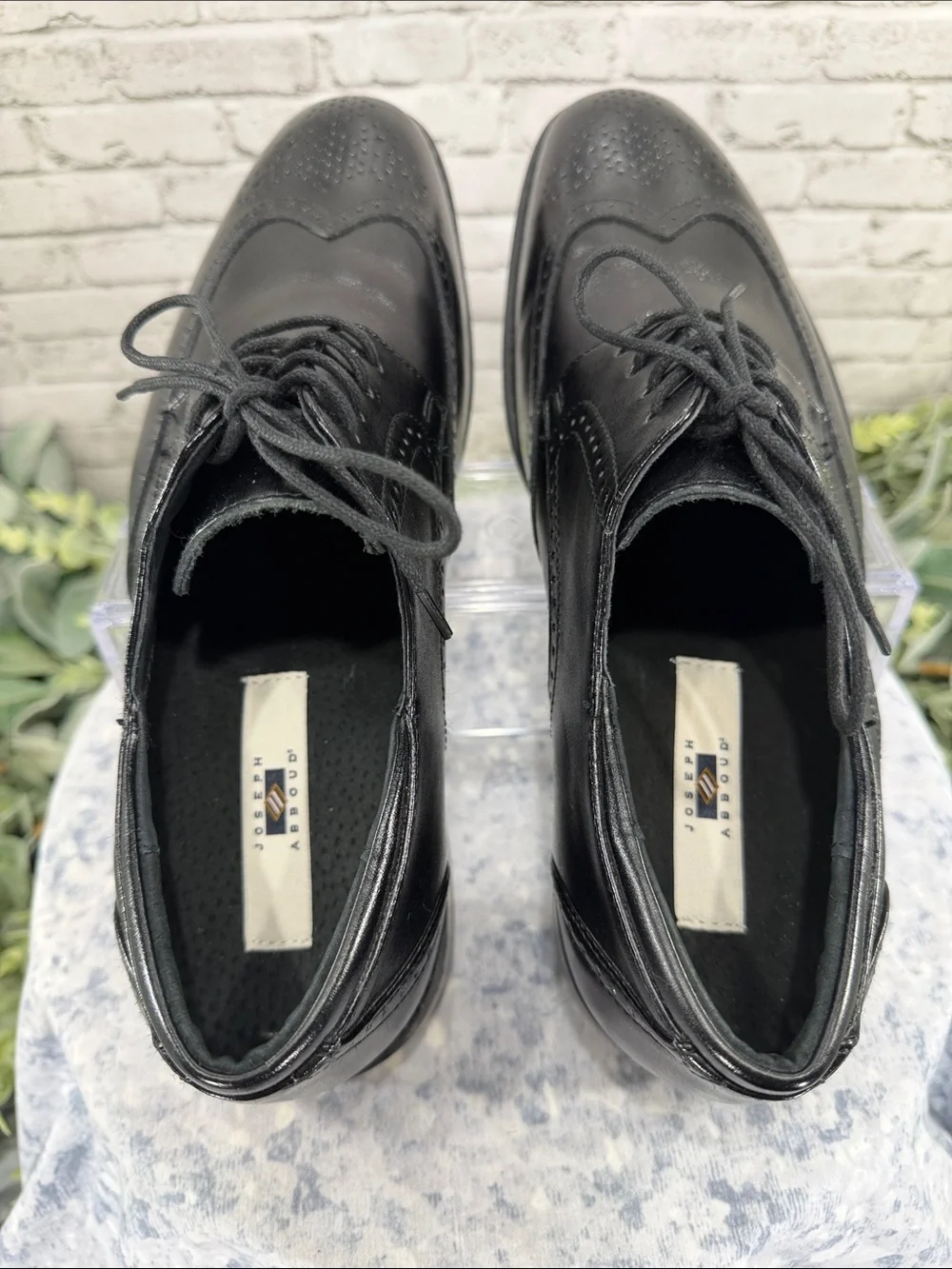 JOSEPH ABBOUD - Black Leather Wingtip Dress Oxfords - Mens 9W(EEE) 🖤 EUC